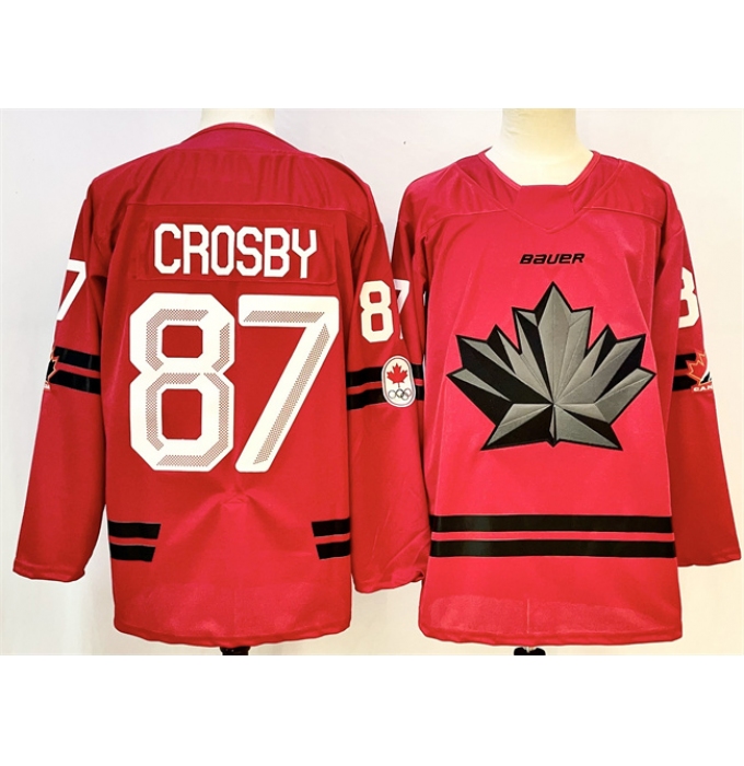 Men's Canada Hockey #87 Sidney Crosby Red Stitched Jersey
