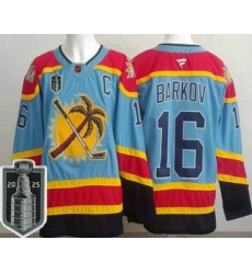 Men's Florida Panthers #16 Aleksander Barkov Blue 2025 Stanley Cup Final Authentic Jersey