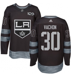 Men's Adidas Los Angeles Kings #30 Rogie Vachon Premier Black 1917-2017 100th Anniversary NHL Jersey