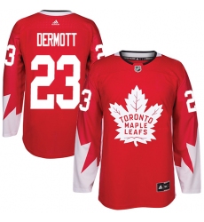 Men's Adidas Toronto Maple Leafs #23 Travis Dermott Authentic Red Alternate NHL Jersey