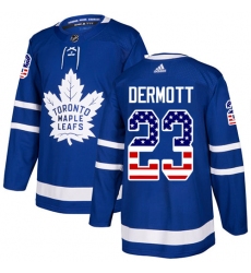 Youth Adidas Toronto Maple Leafs #23 Travis Dermott Authentic Royal Blue USA Flag Fashion NHL Jersey