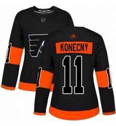 Women's Adidas Philadelphia Flyers #11 Travis Konecny Premier Black Alternate NHL Jersey