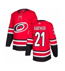 Men's Adidas Carolina Hurricanes #21 Julien Gauthier Premier Red Home NHL Jersey