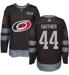 Men's Adidas Carolina Hurricanes #44 Julien Gauthier Authentic Black 1917-2017 100th Anniversary NHL Jersey