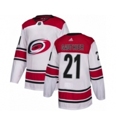 Youth Adidas Carolina Hurricanes #21 Julien Gauthier Authentic White Away NHL Jersey