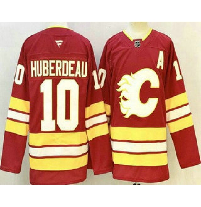 Men's Calgary Flames #10 Jonathan Huberdeau Red Authentic Jersey
