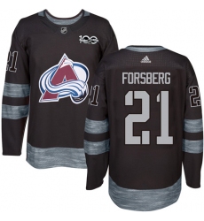 Men's Adidas Colorado Avalanche #21 Peter Forsberg Premier Black 1917-2017 100th Anniversary NHL Jersey