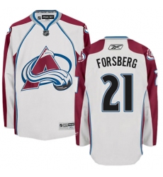Men's Reebok Colorado Avalanche #21 Peter Forsberg Authentic White Away NHL Jersey