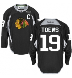 Men's Reebok Chicago Blackhawks #19 Jonathan Toews Premier Black Practice NHL Jersey