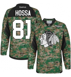 Youth Reebok Chicago Blackhawks #81 Marian Hossa Premier Camo Veterans Day Practice NHL Jersey