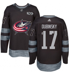 Men's Adidas Columbus Blue Jackets #17 Brandon Dubinsky Premier Black 1917-2017 100th Anniversary NHL Jersey