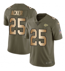 Youth Nike Kansas City Chiefs #25 Kenneth Acker Limited Olive/Gold 2017 Salute to Service NFL Jersey