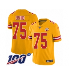 Men's Kansas City Chiefs #75 Cameron Erving Limited Gold Inverted Legend 100th Season Football Jersey