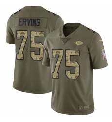 Youth Nike Kansas City Chiefs #75 Cameron Erving Limited Olive/Camo 2017 Salute to Service NFL Jersey