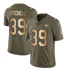 Men's Nike Kansas City Chiefs #39 Terrance Mitchell Limited Olive/Gold 2017 Salute to Service NFL Jersey