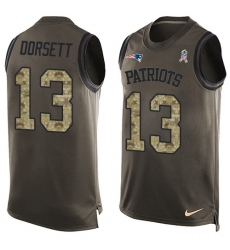 Men's Nike New England Patriots #13 Phillip Dorsett Limited Green Salute to Service Tank Top NFL Jersey