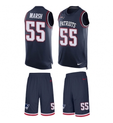 Men's Nike New England Patriots #55 Cassius Marsh Limited Navy Blue Tank Top Suit NFL Jersey