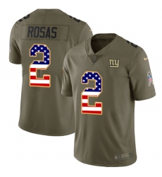 Men's Nike New York Giants #2 Aldrick Rosas Limited Olive/USA Flag 2017 Salute to Service NFL Jersey
