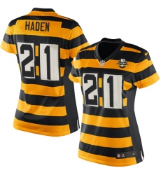 Women's Nike Pittsburgh Steelers #21 Joe Haden Limited Yellow/Black Alternate 80TH Anniversary Throwback NFL Jersey