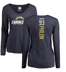 NFL Women's Nike Los Angeles Chargers #93 Darius Philon Navy Blue Backer Long Sleeve T-Shirt