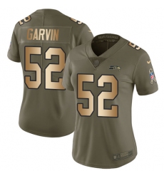 Women's Nike Seattle Seahawks #52 Terence Garvin Limited Olive/Gold 2017 Salute to Service NFL Jersey