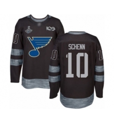 Men's St. Louis Blues #10 Brayden Schenn Authentic Black 1917-2017 100th Anniversary 2019 Stanley Cup Champions Hockey Jersey