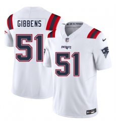 Men's New England Patriots #51 Jack Gibbens White 2025 F.U.S.E. Vapor Limited Football Stitched Jersey