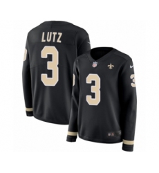 Women's Nike New Orleans Saints #3 Wil Lutz Limited Black Therma Long Sleeve NFL Jersey