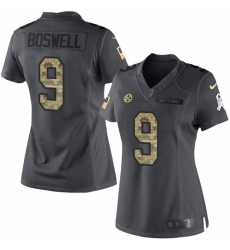 Women's Nike Pittsburgh Steelers #9 Chris Boswell Limited Black 2016 Salute to Service NFL Jersey