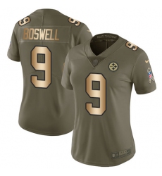 Women's Nike Pittsburgh Steelers #9 Chris Boswell Limited Olive/Gold 2017 Salute to Service NFL Jersey
