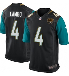 Men's Nike Jacksonville Jaguars #4 Josh Lambo Game Black Alternate NFL Jersey