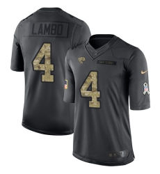 Men's Nike Jacksonville Jaguars #4 Josh Lambo Limited Black 2016 Salute to Service NFL Jersey