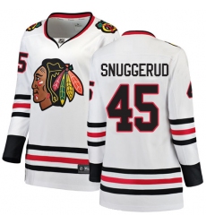 Women's Chicago Blackhawks #45 Luc Snuggerud Authentic White Away Fanatics Branded Breakaway NHL Jersey