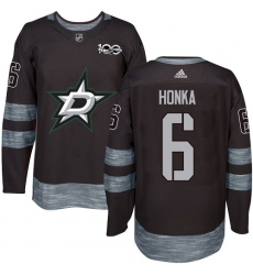 Men's Adidas Dallas Stars #6 Julius Honka Authentic Black 1917-2017 100th Anniversary NHL Jersey