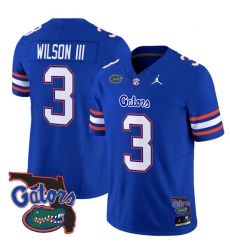 Men's Florida Gators #3 Eugene wilson lll Royal 2024 F.U.S.E. Florida Vapor Limited Stitched Football Jersey