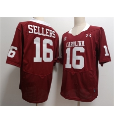 Mens South Carolina Fighting Gamecocks #16 LaNorris Sellers Garnet Stitched Jersey