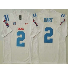 Men's Ole Miss Rebels #2 Jaxson Dart White 2025 FUSE College Football Jersey
