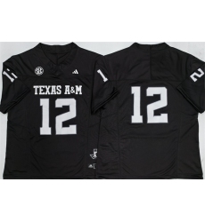 Men's Texas A&M Aggies Lions #12 Premier Strategy Black 2025 F.U.S.E. Stitched Jersey