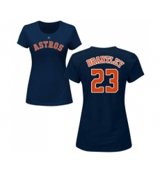 Baseball Women's Houston Astros #23 Michael Brantley Navy Blue Name & Number T-Shirt