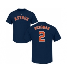 MLB Nike Houston Astros #2 Alex Bregman Navy Blue Name & Number T-Shirt