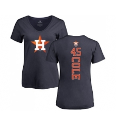 MLB Women's Nike Houston Astros #45 Gerrit Cole Navy Blue Backer T-Shirt