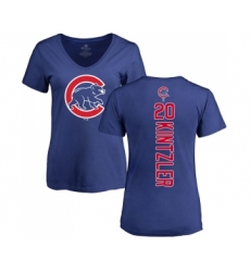 Baseball Women's Chicago Cubs #20 Brandon Kintzler Royal Blue Backer T-Shirt