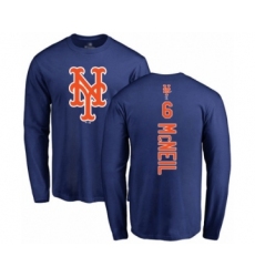 Baseball New York Mets #6 Jeff McNeil Royal Blue Backer Long Sleeve T-Shirt