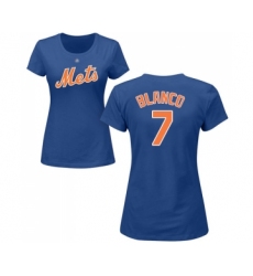 Baseball Women's New York Mets #7 Gregor Blanco Royal Blue Name & Number T-Shirt