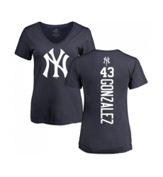 Baseball Women's New York Yankees #43 Gio Gonzalez Navy Blue Backer T-Shirt