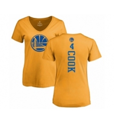 NBA Women's Nike Golden State Warriors #4 Quinn Cook Gold One Color Backer Slim-Fit V-Neck T-Shirt
