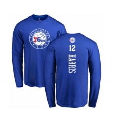 Basketball Philadelphia 76ers #12 Tobias Harris Royal Blue Backer Long Sleeve T-Shirt