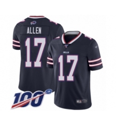 Men's Nike Buffalo Bills #17 Josh Allen Limited Navy Blue Inverted Legend 100th Season NFL Jersey