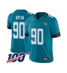 Men's Jacksonville Jaguars #90 Taven Bryan Teal Green Alternate Vapor Untouchable Limited Player 100th Season Football Jersey