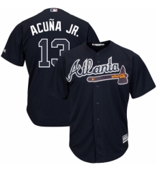 Men's Atlanta Braves #13 Ronald Acuña Jr. Majestic Navy Alternate Official Cool Base Player Jersey
